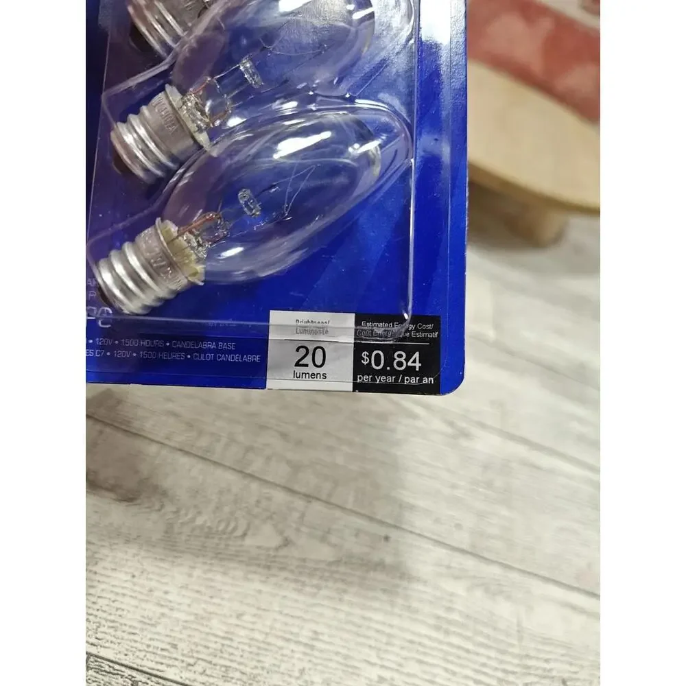 Night Light Bulbs Soft White 7W Clear C7 20 Lumens 120 Volt 3 Bulb Pack New